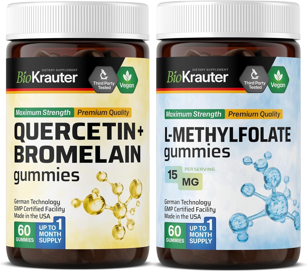BIO KRAUTER Quercetiini ja bromelaiini 60 Gummia ja L- metyylifolaatti 60 Gummia