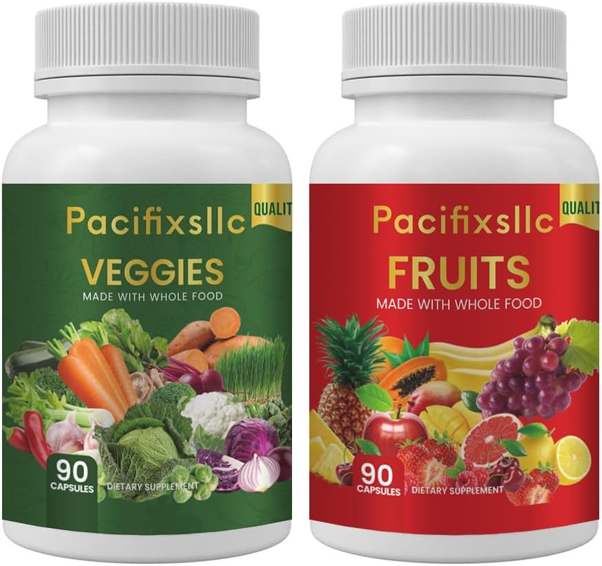 Hedelmät ja vegi kapselit 100% Natural superfood Natural Energy Taso miehille ja naisille, Sarja 2, 180 count-90 & Hedelmät 90 Kasvikset