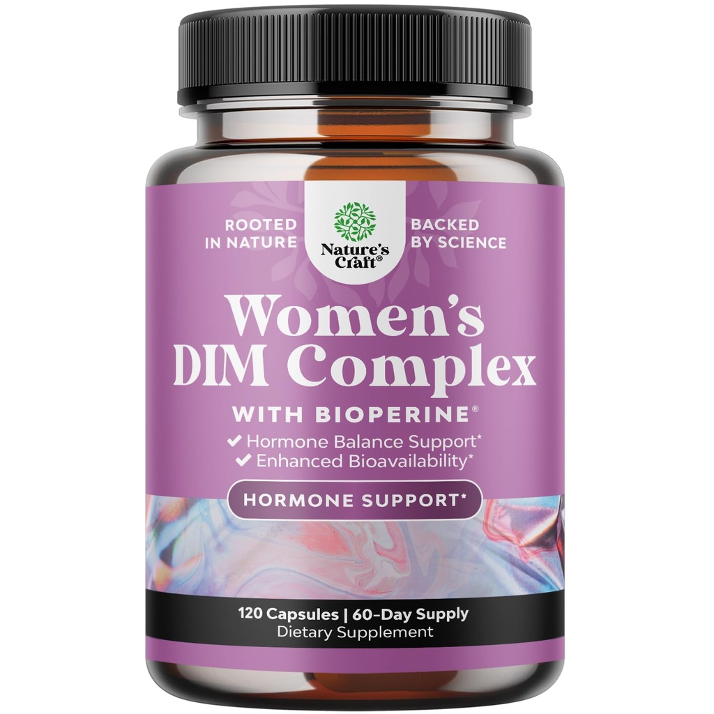 Natures Craft Potent DIM täydentää naisille - Hormoni Balance naisille DIM ja Black Pepper Menopause Tuki ja PMS Relief - vaihdevuodet lisäravinteet extra vahvuus 300mg per tarjoilu