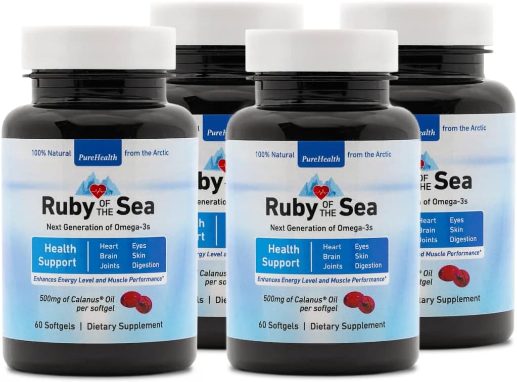 Marine Oil Supplement - All Natural Calanus Oil, Astaxanthin, Omega-3 och Fatty Acids - Hjärta och hjärnhälsa näringstillskott - 4 Pack