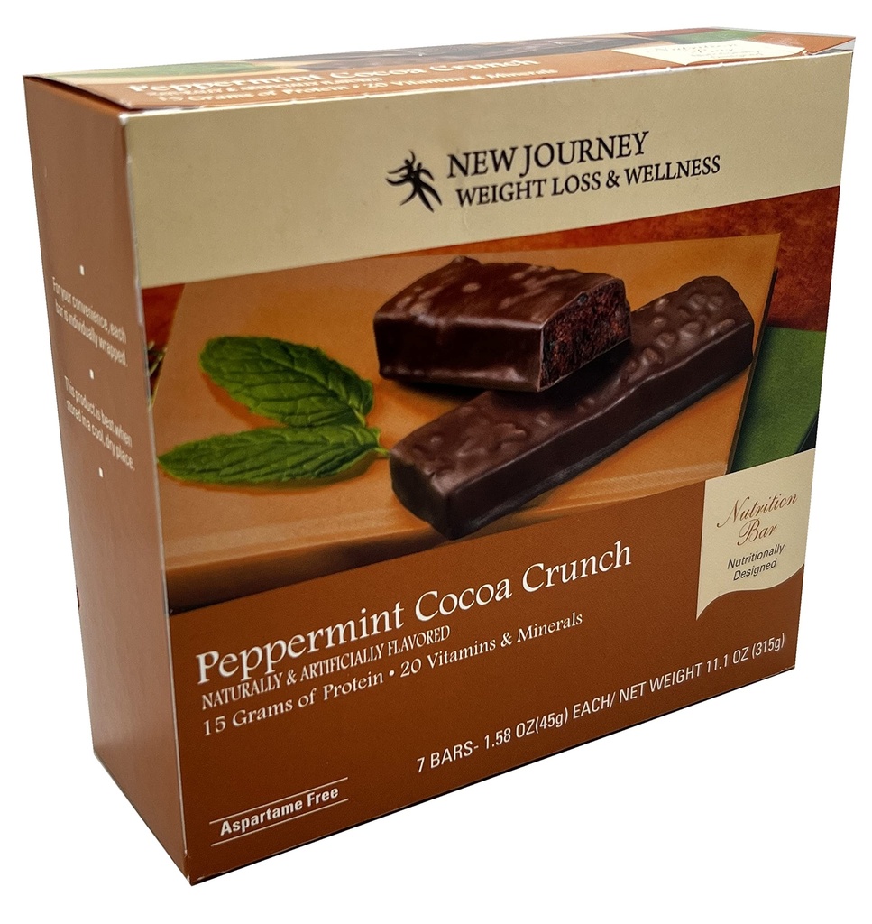 Peppermint Cocoa Crunch Bar - New Journey Weight Loss & Wellness - High Protein Nutrition Bar (7 barer/box)