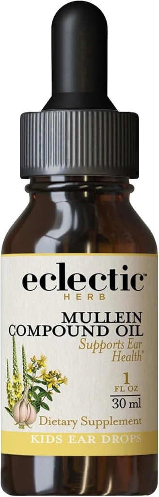 Eklektisk ört - Mullein Compound Oil Kids | Stöder öronhälsa | Non-GMO, Gluten-Free (1 fl oz | 30 ml)