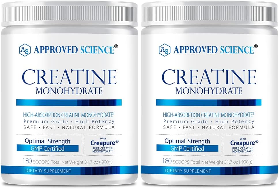 Godkänd Science Creatine Monohydrate Powder med BioPerine - Stöder Lean Muscle Growth and Recovery - 360 Servings - 5000mg Per Serving - Unflavored - Non-GMO, Vegan