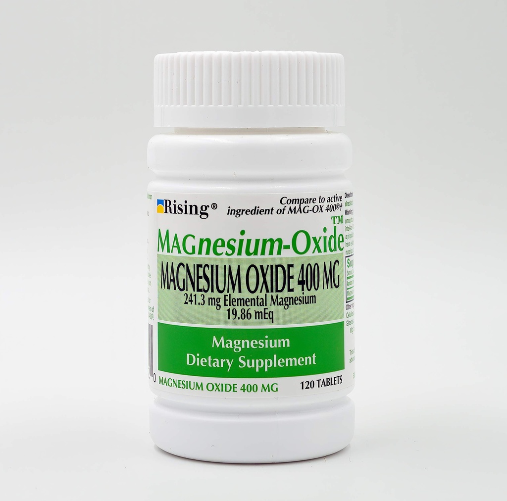Rising Pharma - Magnesiumoksidi 400mg - Elementaali Magnesium ruokavalio täydentää - 120...