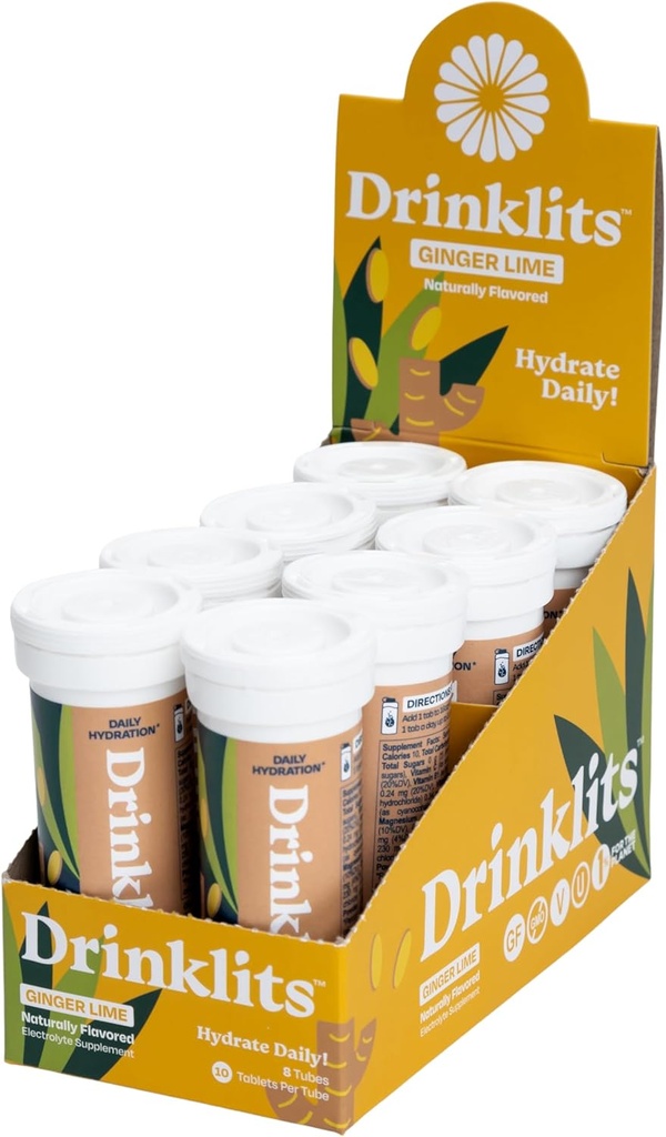 Juomalasit Inkivääri Lime Electrolyte Sports Drink Fizzy Hydration Tabletit (8) Tube Bundle ...