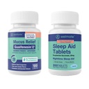 WELMATE Nighttime Wellness Bundle: Maximum Strength Guaifenesin 1200mg Lima-apu (100 Ct) & Doxylamiini Succinate 25mg unilääke (200 Ct) .