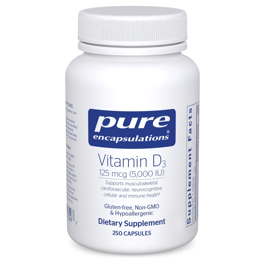 D3 125 mikrog (5 000 IU) - lisänä Bone, Joint, Breast, Heart, Colon ja Immuno Health * - vitamiini - 250 kapselia