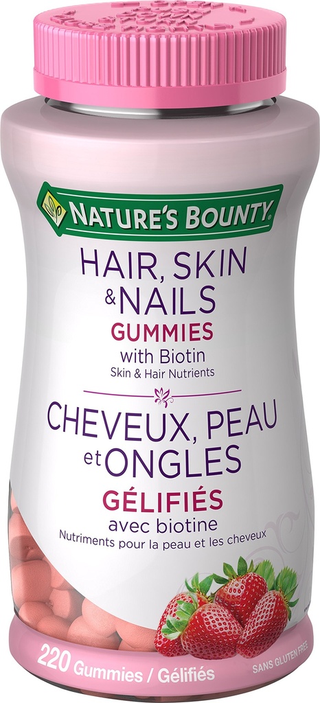 Luonnon Bounty Optimal Solutions Hiukset, iho ja kynnet Gummies - 220 Count