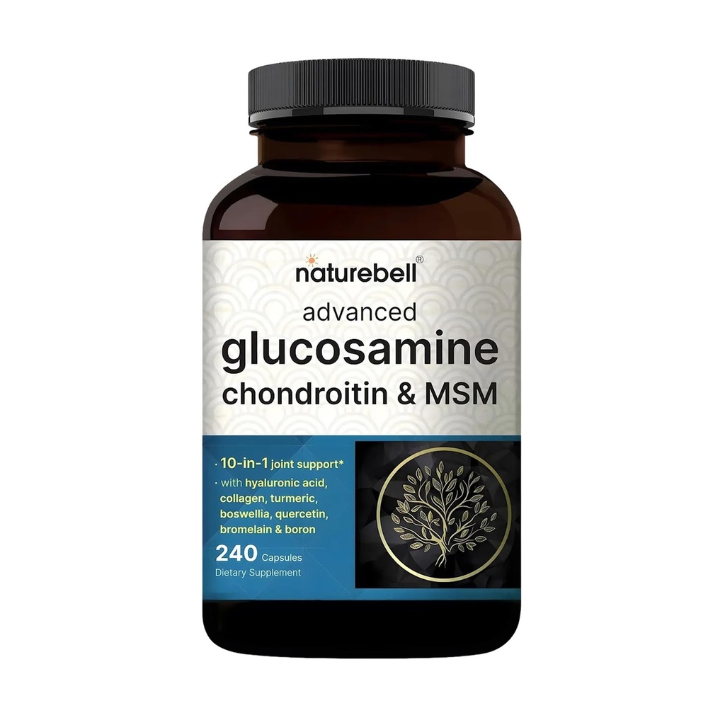 NatureBell Advanced Glukosamiini Chondroitin MSM Supplement, 240 kapselia ... 10-in-1 Joint Support Complex...