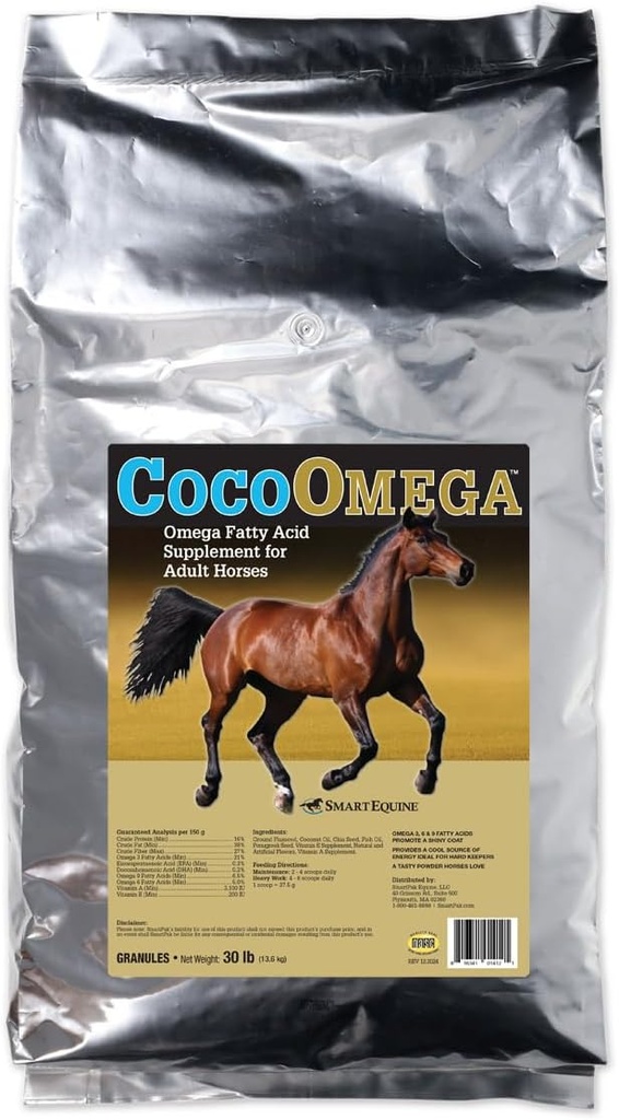SmartEquine CocoOmega Granular | Hästtillskott för hud, Hoof och Coat Health | Omega-3 fettsyror | 30 LB