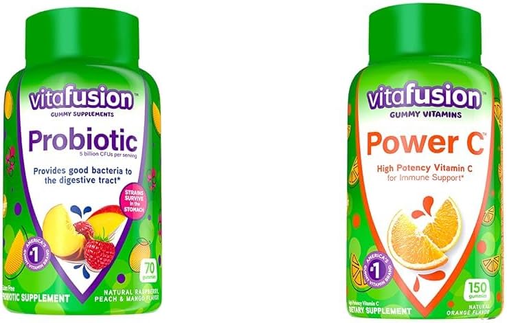 Vitafusion Probiotic och Vitamin C Gummy Supplements, 70 Count och 150 Count
