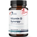 Designs for Health D-vitamiini Synergia - 2000 IU D-vitamiini K-lisäravinteet - Tukee Terveitä mielialoja, Bone Health + Immuuniterveys aikuisille - VIT D3 + K-vitamiini - Gluteeniton + GMO (120 kapselia)