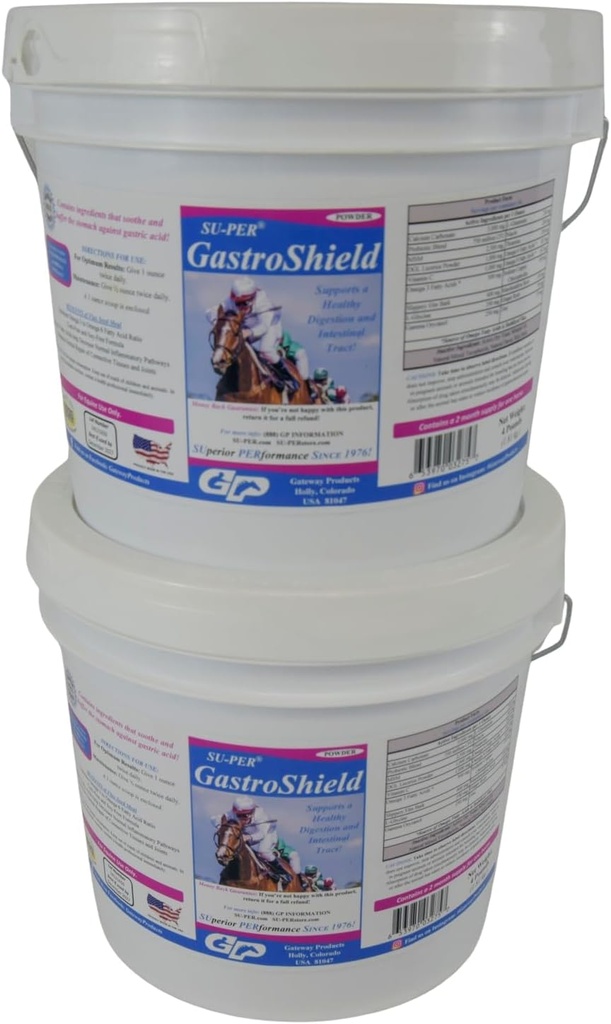 SU-PER GastroShield Hevosen Probiootit Powder - Hevosen digestio täydentää mahan terveys - tukee terveen digestion & suoliston Tract - 4 punta, 2 kuukauden toimitus