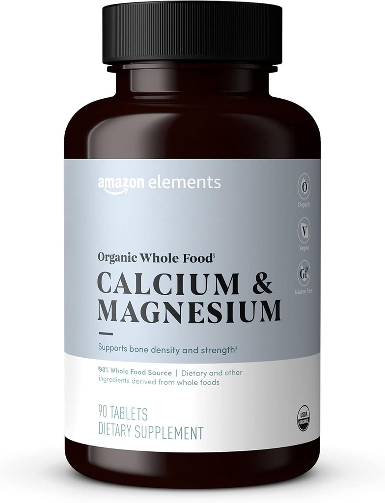 Elementit - Organic Whole Food Kalsium & Magnesium, Vegan, Gluteeniton, 90 tablettia