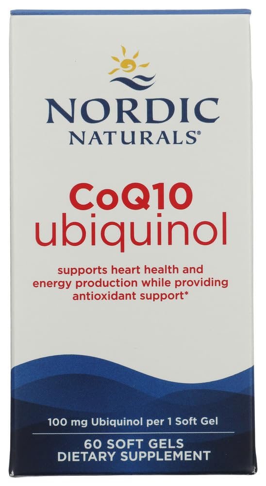 Nordic Naturals Nordic CoQ10 Ubiquinol - 60 Mini Soft Gels - 100 mg Coenzyme Q10 (CoQ10) Ubiquinol - Heart & Brain Health, Cellular Energy Production, Antioksidanttien tuki - ei-GMO - 60 Servings