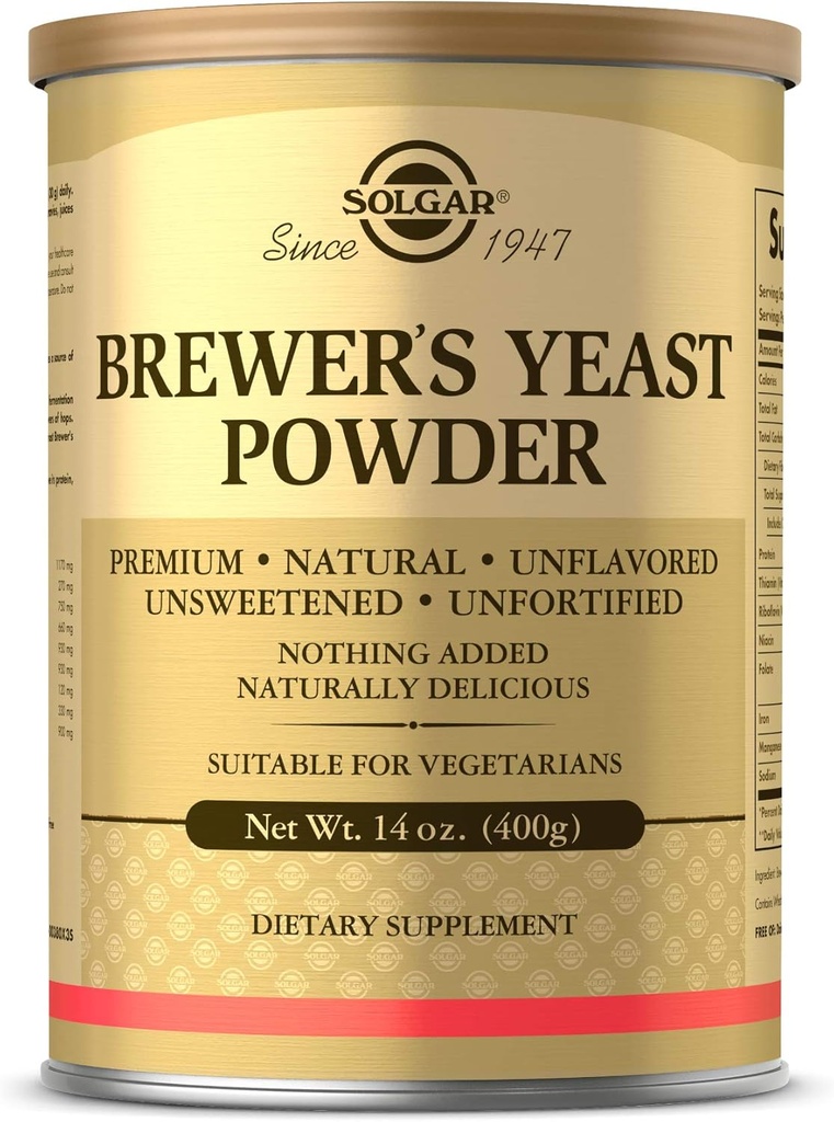 Solgar Brewer's Hiivajauhe, 14 oz - Rikas Aminohappojen lähde, B-komplex-vitamiinit, mineraalit, & proteiini - luonnollinen, makuamaton, makeuttamaton - Maitotuotteeton, kasvissyöjä - 13 Tarjoilut (Pakkaus voi vaihdella)