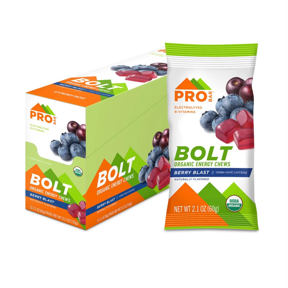 PROBAR - Bolt Organic Energy Chews, Berry Blast, ei-GMO, gluteeniton, USDA Certified Organic, Terveellinen, Natural Energy, Nopea polttoaine Gummies kanssa B & C (12 kreivi)