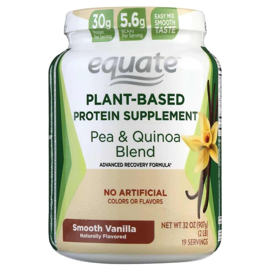 Naisian Equate New Plant-Based Protein Supplement, Smooth Vanilla 2 Lbs