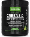 PEScience Greens Powder Superfood with Natural klorofylli, Reishi & Turkey Tail Mushroom Powders, Freeze-Dried Kale, Pinaatti, Parsakaalit Sprouts, Lime Flavor, 30 tarjoilua