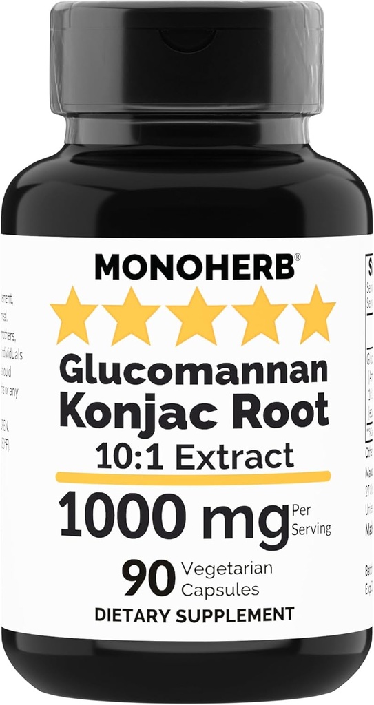 MONOHERB Amorphophallus konjac Radix Extract Glucomannan 1000 mg - 90 kasvissyöjän kapselit