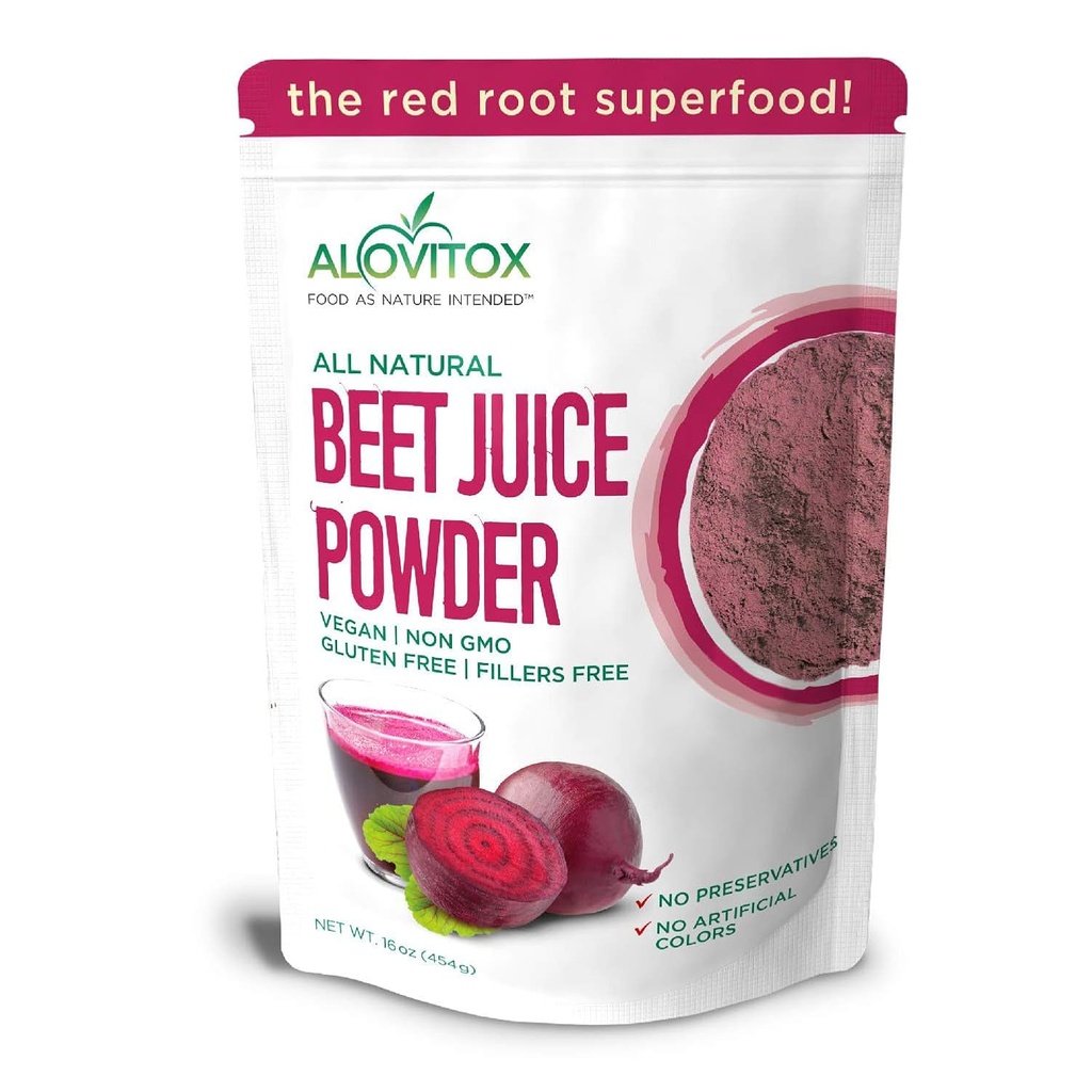 Alovitox Organic Beet Juice Powder 16 oz ... 100% Pure, tuore & USDA Beet Juice Extract Powder...