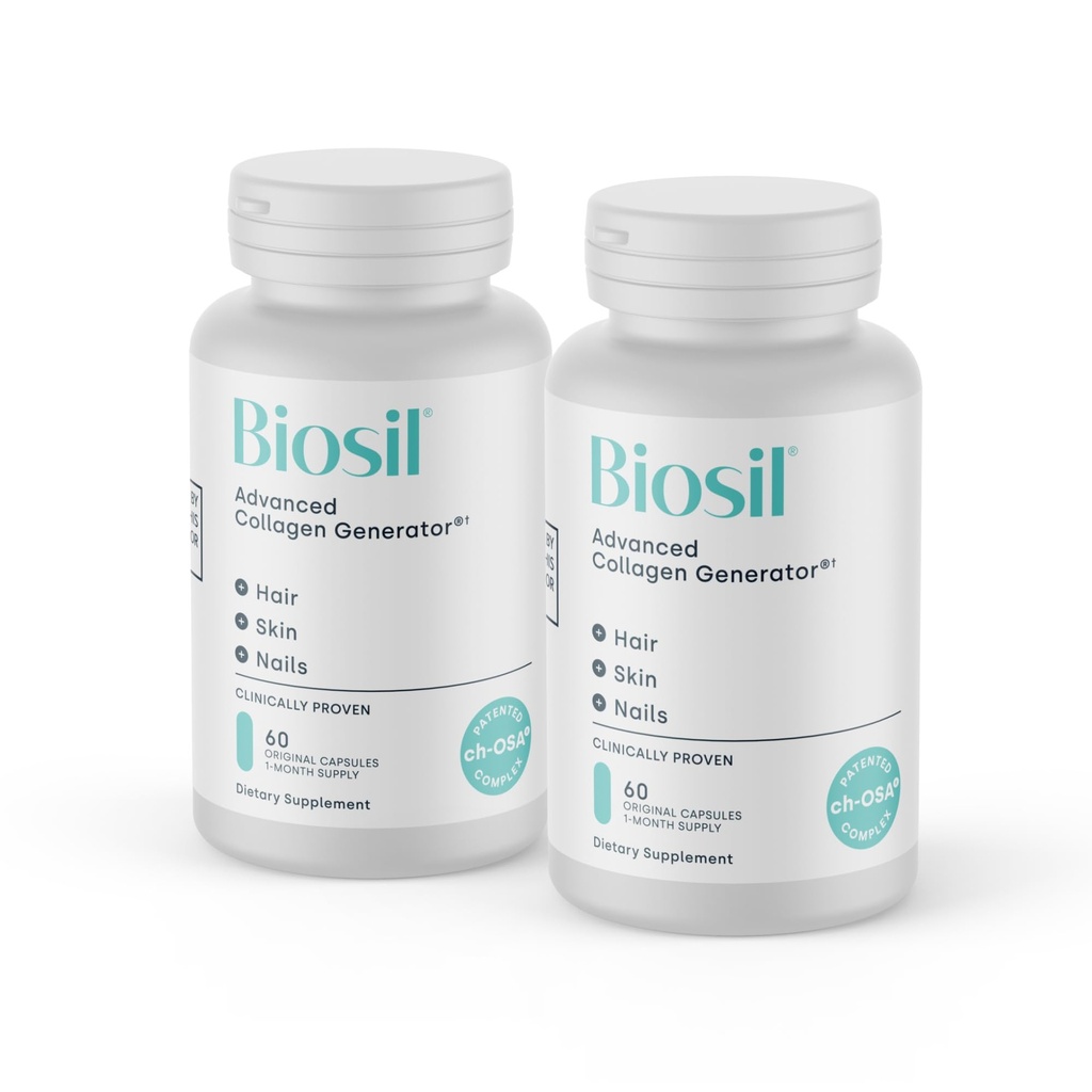 Biosil Collagen Booster Supplement - 60 alkuperäisiä kapseleita, pakkaus 2 - Patentoitu kjs-OSA Aktivoija ihon, hiusten, kynsien ja nivelten - tukee luonnon tuotantoa - 60 päivän toimitus