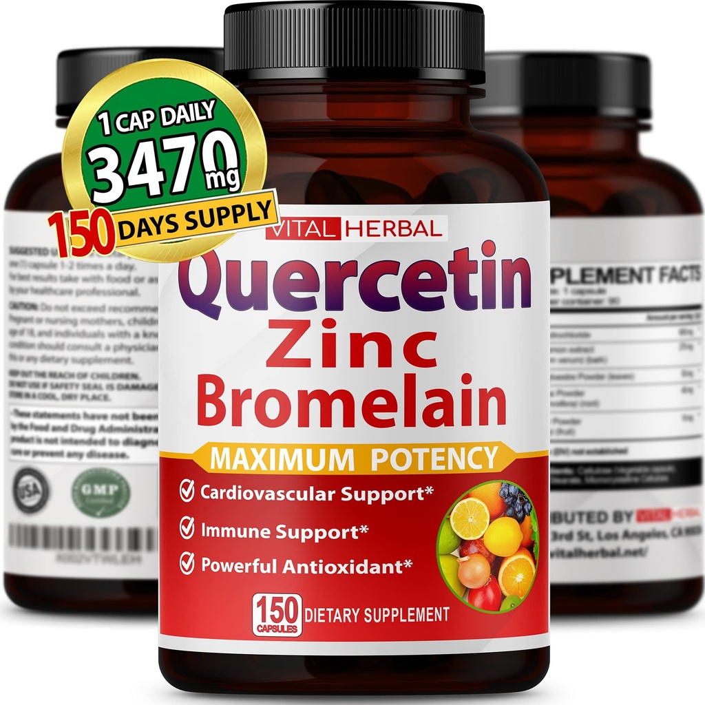 Premium High Puhtaus Quercetin 98% kanssa bromelain kapselit maksimaalinen Potenssi Green Tea Ashwagandha - tukee yleistä terveys vahvuus energia - 150 päivän tarjonta