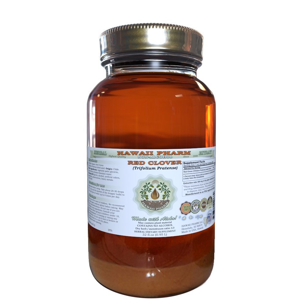 Punainen Clover alkoholiton nesteuute, punainen Clover (Trifolium Pratense) Seed Glycerite Natural Herbal Supplement, Havaiji Pharm, USA 32 fl.oz