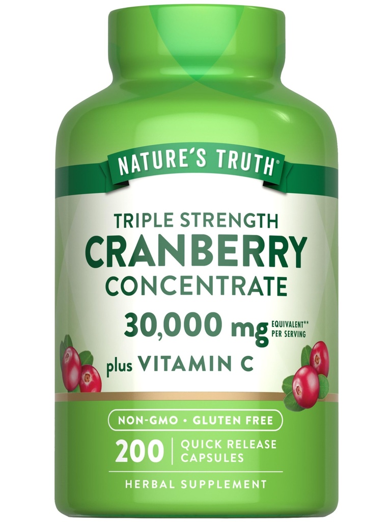 Nature's Truth Cranberry Concentrate Pillerit ... Plus C-vitamiini 30 000 mg... 200 Quick Release Capsules ...