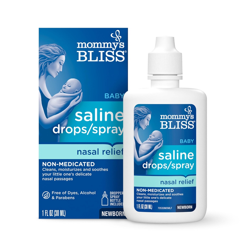 Äidin Bliss Saline Drops/Spray, Nasal Relief for Newborns & Up, 1 Fl Oz