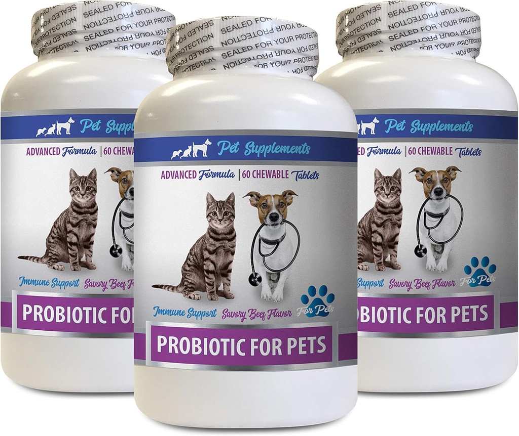 Kissat Bad Breath Home Remedy - PROBIOTICS Lemmikkieläimet - Koirat Kissat - Huono kaasu ja hengitys herkut - Advanced Immuuni Boost - kissa Ruoansulatus - 3 pulloa (180 Hedelmöitystä)