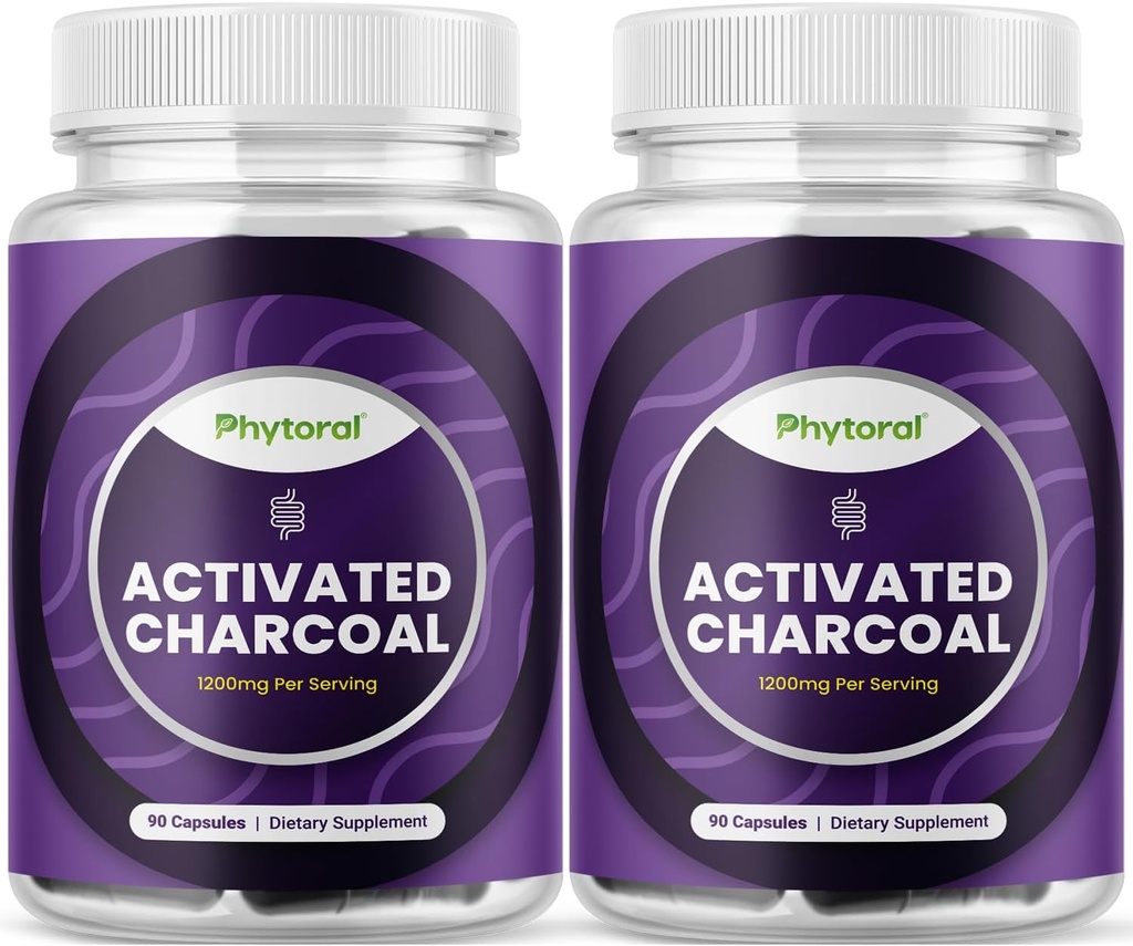 Aktivoitu Charcoal pillereitä Detox & Cleanse - Puhdistaa kookoskapseleita 1200 mg per tarjoilu turvotus Relief - Aktiivinen detoxification täydentää kehon ja Gut Health - 90