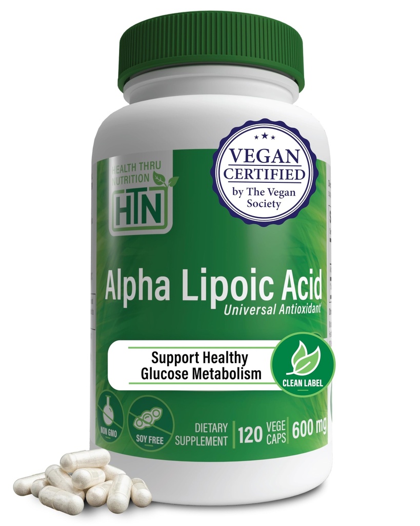 Health Thru Nutrition Alpha Lipoic Acid 600 mg 120 Tarjoilut ... Sertifioitu vegaaninen... Universaali antioksidantti...