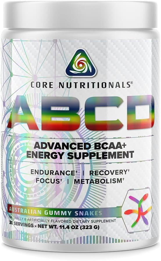 Core Nutritionals Platinum ABCD Advanced BCAA Energy Supplement, parantaa kestävyyttä, Recovery, ja Focus 30 Servings (Australian Gummy Snakes)