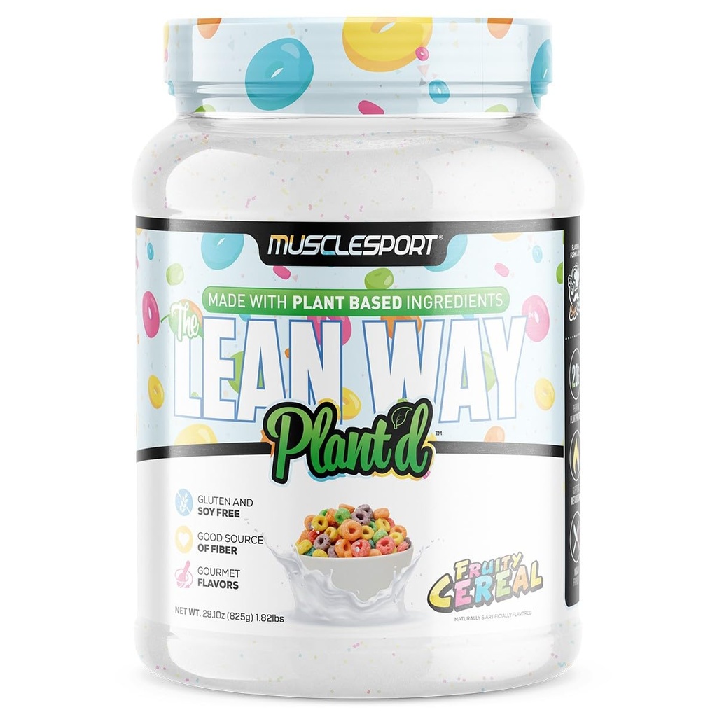 Lihasport Lean Way Plant Protein - Pea Protein ja Brown Rice Protein Blend, lisätyt CLA, MCT ja L-karnitiini - 20 Tarjoilut (Fruity Cereals)