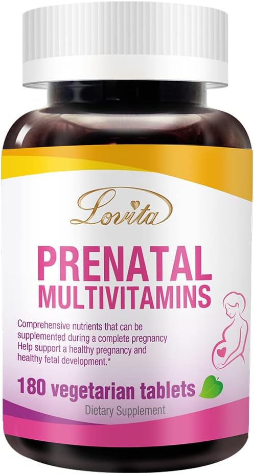 Lovita Prenatal Multivitamins - Omfattande näringsstöd för före, under och efter graviditet - 180 vegetariska tabletter