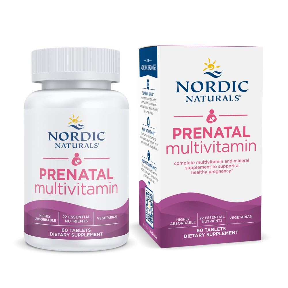 Nordic Naturals Prenatal Multivitamin for Women - Päivittäinen kasvissyöjä prenatal vitamiineja - 22 Essential Nutrients, mukaan lukien B6, Folate, ja rauta - 60 tablettia - 30 tarjoilua
