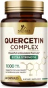 Quercetin Supplement 1000mg - Luonnollinen, Plant-pohjainen tuki immuuni-, solu-, hengitysteiden ja kausimuutokset - Extra vahvuus Quercetin Dihydraatti Sophora Japonica - 60 kasviskapselit