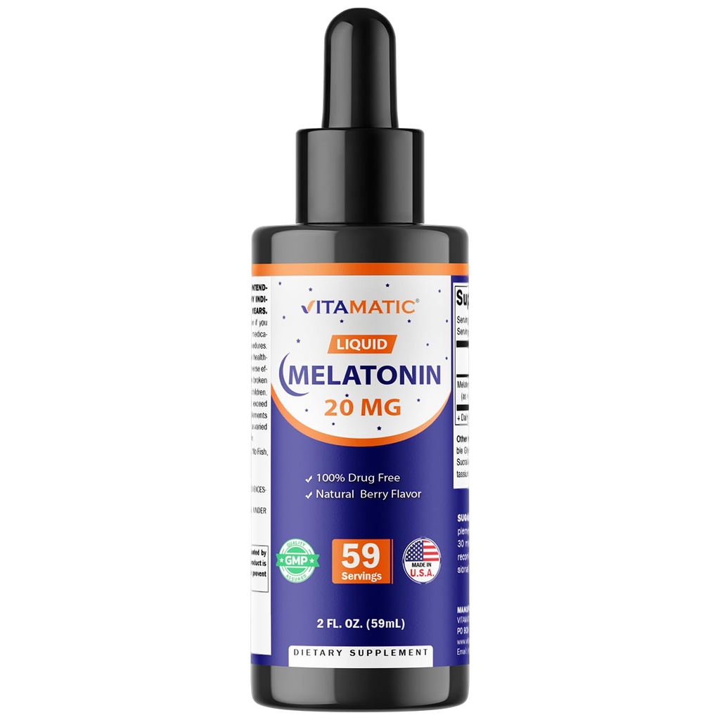 Vitamatic Melatoniini 20 mg nestemäiset tihkurat 2 nestettä Ounce (59 ml) ...