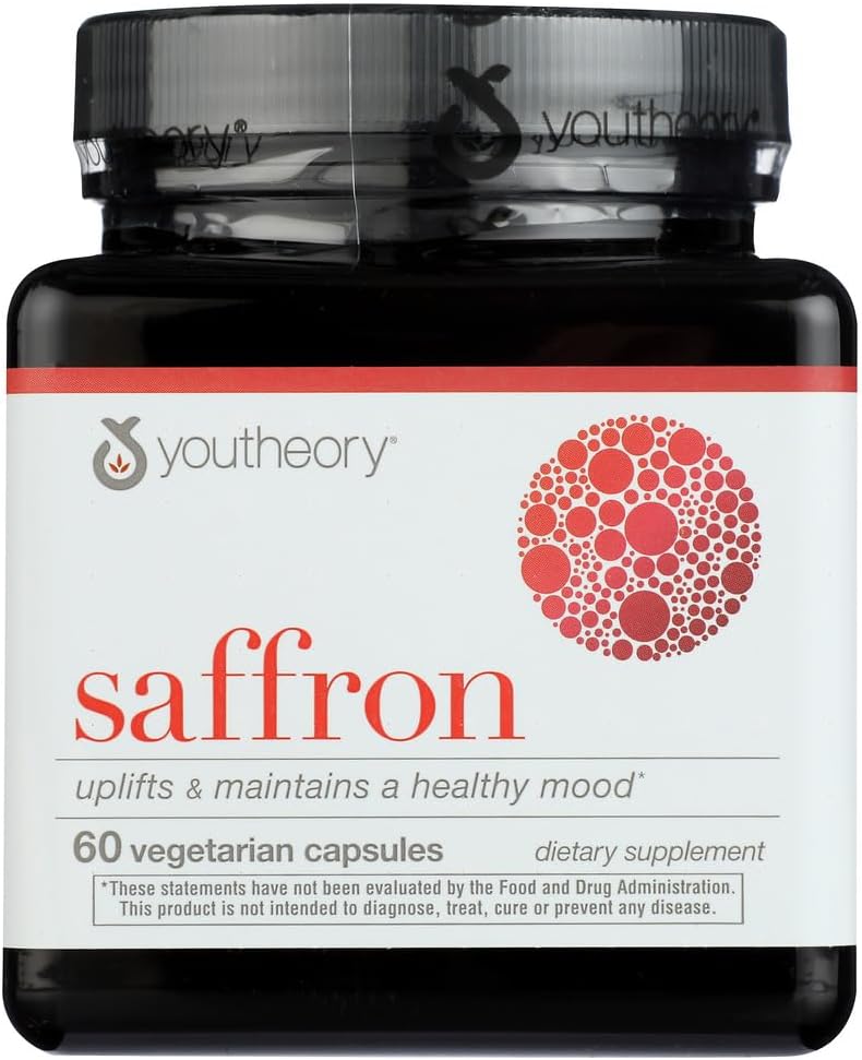 Youtheory Saffron Advanced Dietary Supplement, Kohottaa mielialaa ja mielentilaa, 60 kapselia