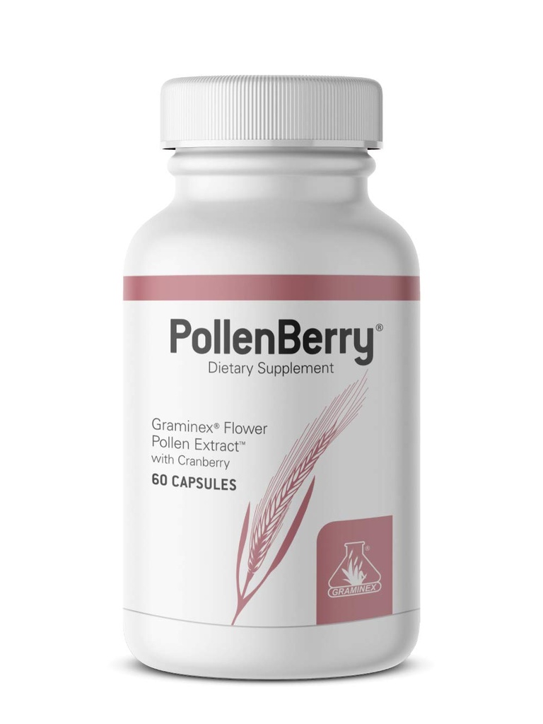 Graminex PollenBerry Dietary Supplement - G60 Yhdistettyä kukka Pollen Extract, Karpalojauhe - Tukee ihoa, virtsateiden, ja rakko terveys - Natural Antioksidantti, 60 kapselia