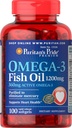 Puritans Pride Omega-3 Fiskolja 1200 mg (360 mg aktiv Omega-3) - 100 Softgels