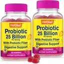 WellYeah (2 pakkaus 25 miljardia Probiootit + Prebiootit miesten ja naisten Gummies - Ruoansulatuskanavan tuki, Gut Health, Immuunin tuki Gummy - Probiootit digestiivinen terveys 12 kanta - 60 Gummies