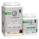Sunwarrior Creatine Powder & Vanilja Active Organic Protein Powder Set Bundle & Säästä Vegan Protein Plus Unmakuinen Creatine Monohydraatti (60 Tarjoilua Mautonta, 20 Tarjoilua Suklaa)