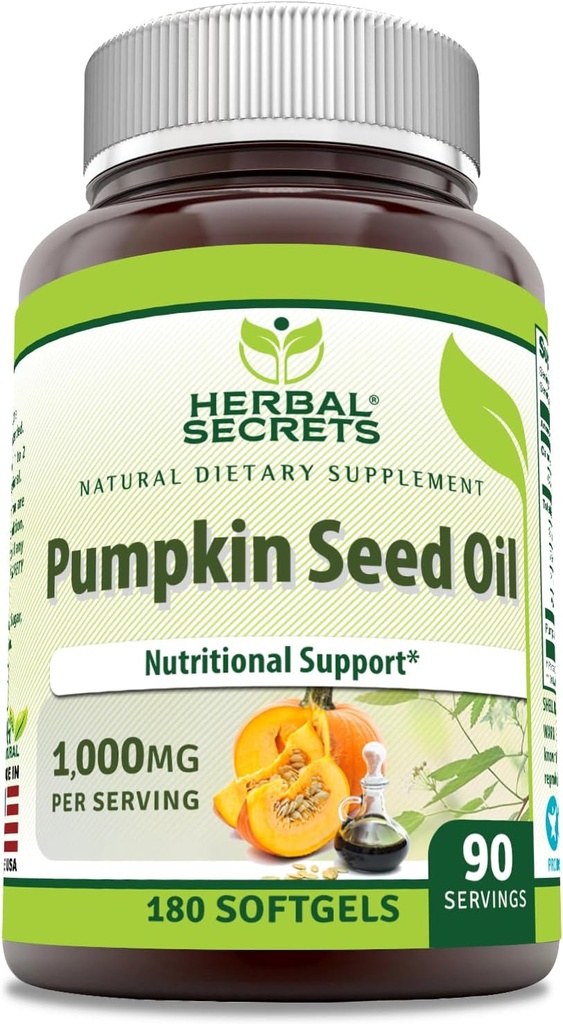 Herbal Secrets Kurpitsa siemenöljy 1000 Mg Supplement ... 180 Softgels...