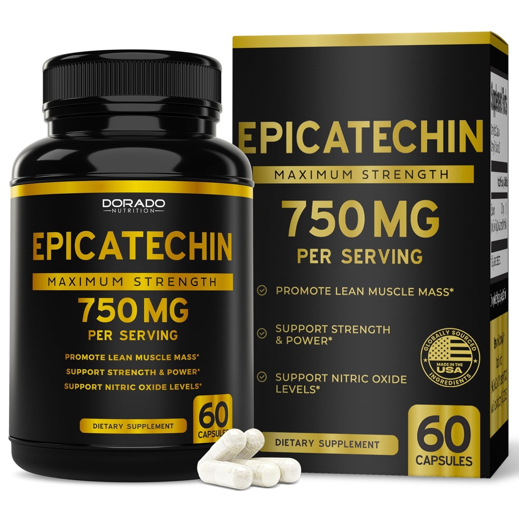 Epicatechin Extract 750mg Per Serving - (60 kapselia) - Tukee Lean Muscle, Typpioksidi, Myostatiini Inhibitor, kestävyys, Endurance, Pump & GMO & Vegan täydennysosa - (60 kreivi)