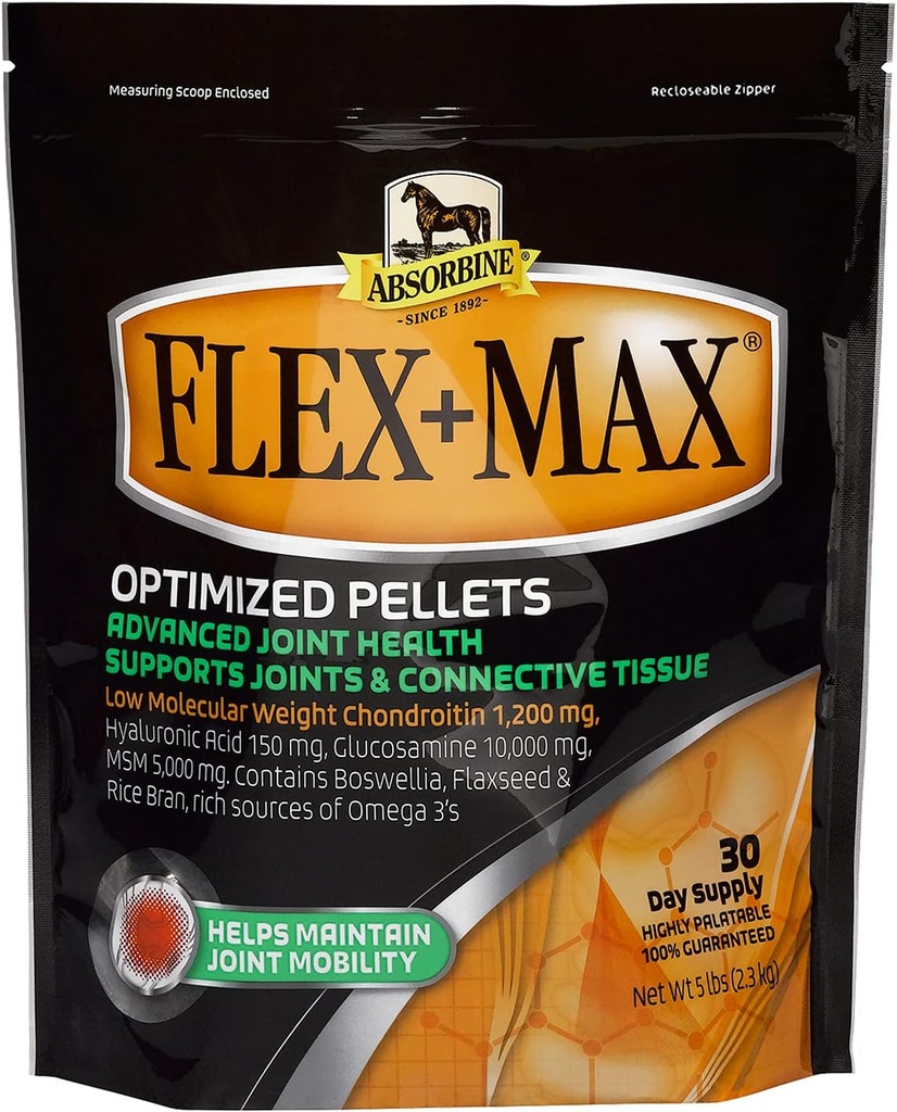 Absorbine Flex + Max Horse Joint Supplement Pellets, Högt Palatable, omfattande Equine Formel med Glukosamin, MSM, Chondroitin & Flaxseed, 5lb Bag / 30 Day Supply