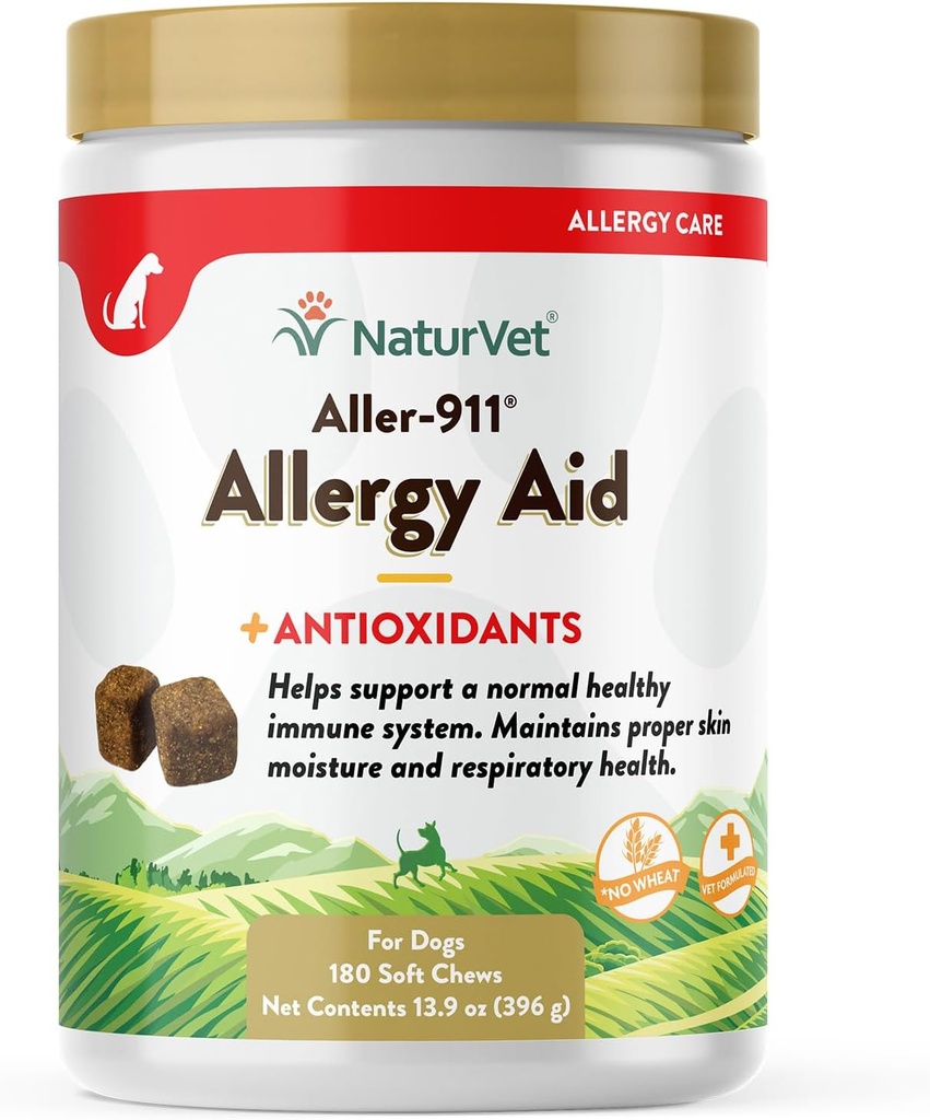 NaturVet Aller-911 Advanced Allergia Apua koirille, Kissat . Antioksidantti-Rich lemmikki täydentää Omegas, DHA, EPA.