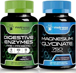 WELLNESS LABSRX Ruoansulatuselimistö Probiootit ja prebiootit Magnesium Glycinate kapselit