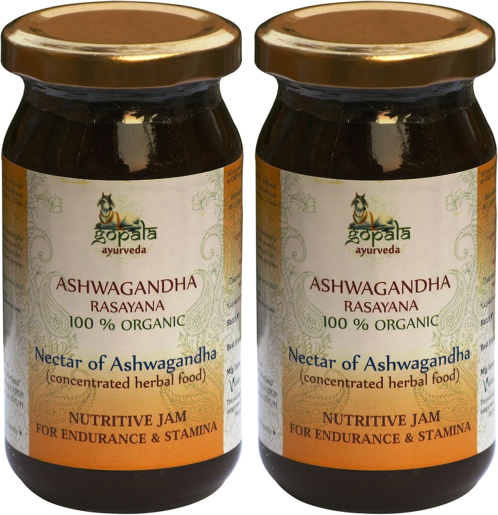 Gopala Ayurveda Ashwagandha Rasayana 250g - Ayurvedic Herbal Jam Made med 100% USDA Certified Organic Herbs (Pack of 2)